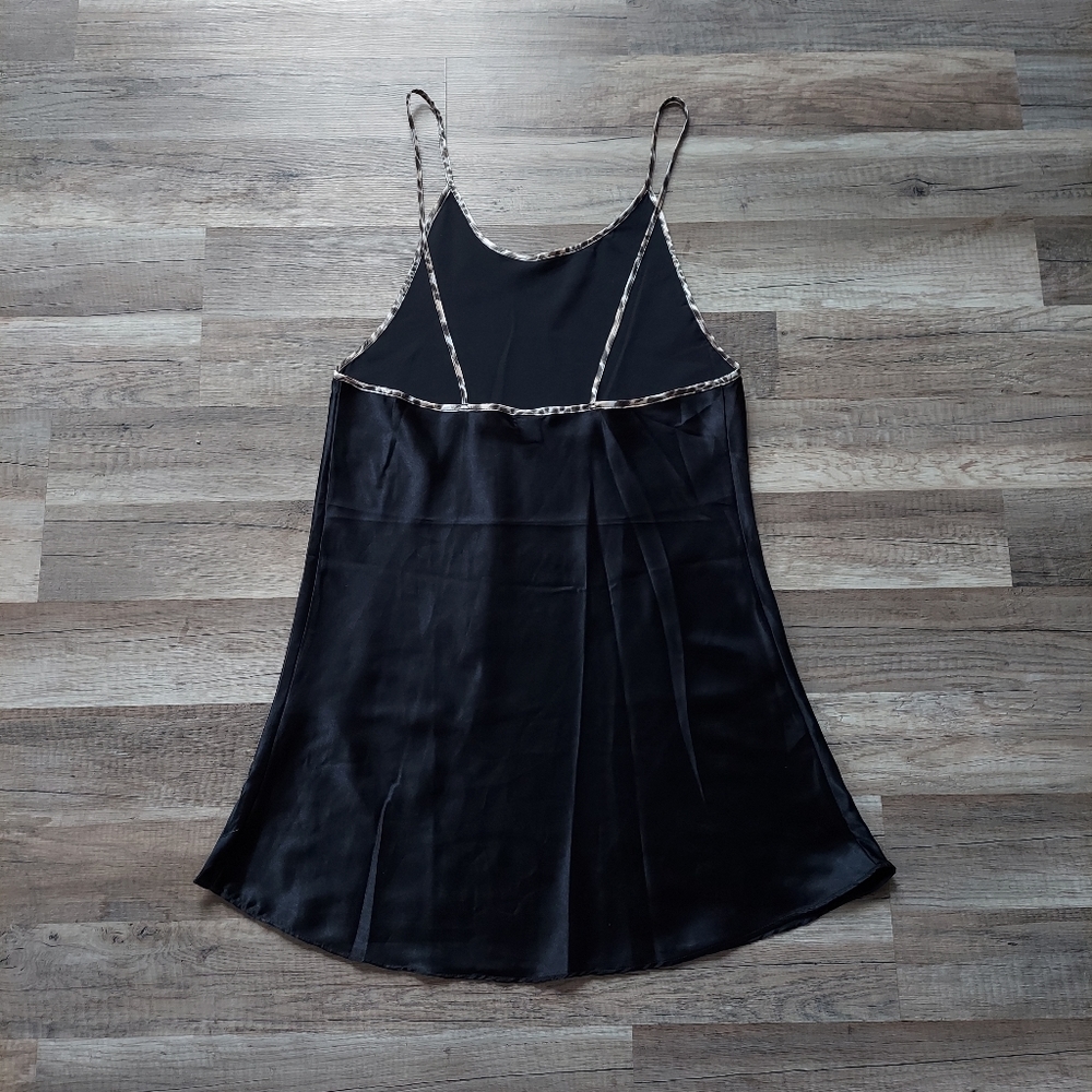 Vintage 90s Y2K Black Leopard Satin Nightie Nightgown Lingerie Medium - Picture 4 of 9